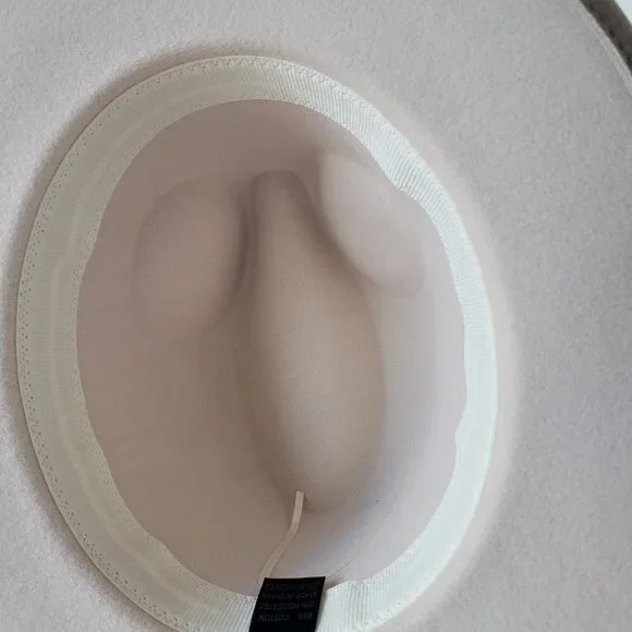 Chic Two-Tone Fedora Hat w/Faux Leather Band with Gold Metal Loop Detail - Picture 5 of 10